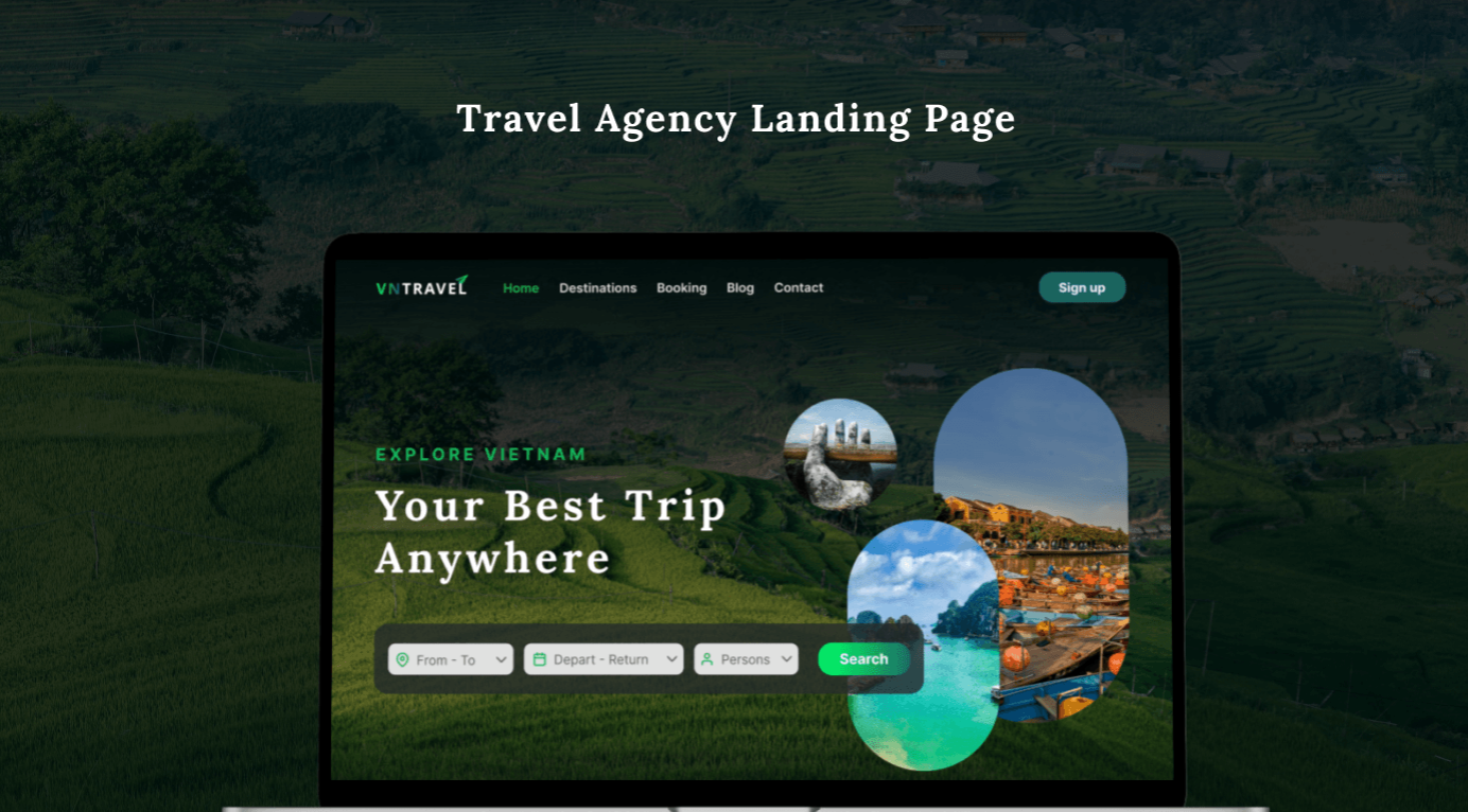 Modern Travel Agency Landing Page with Lead Capture Form